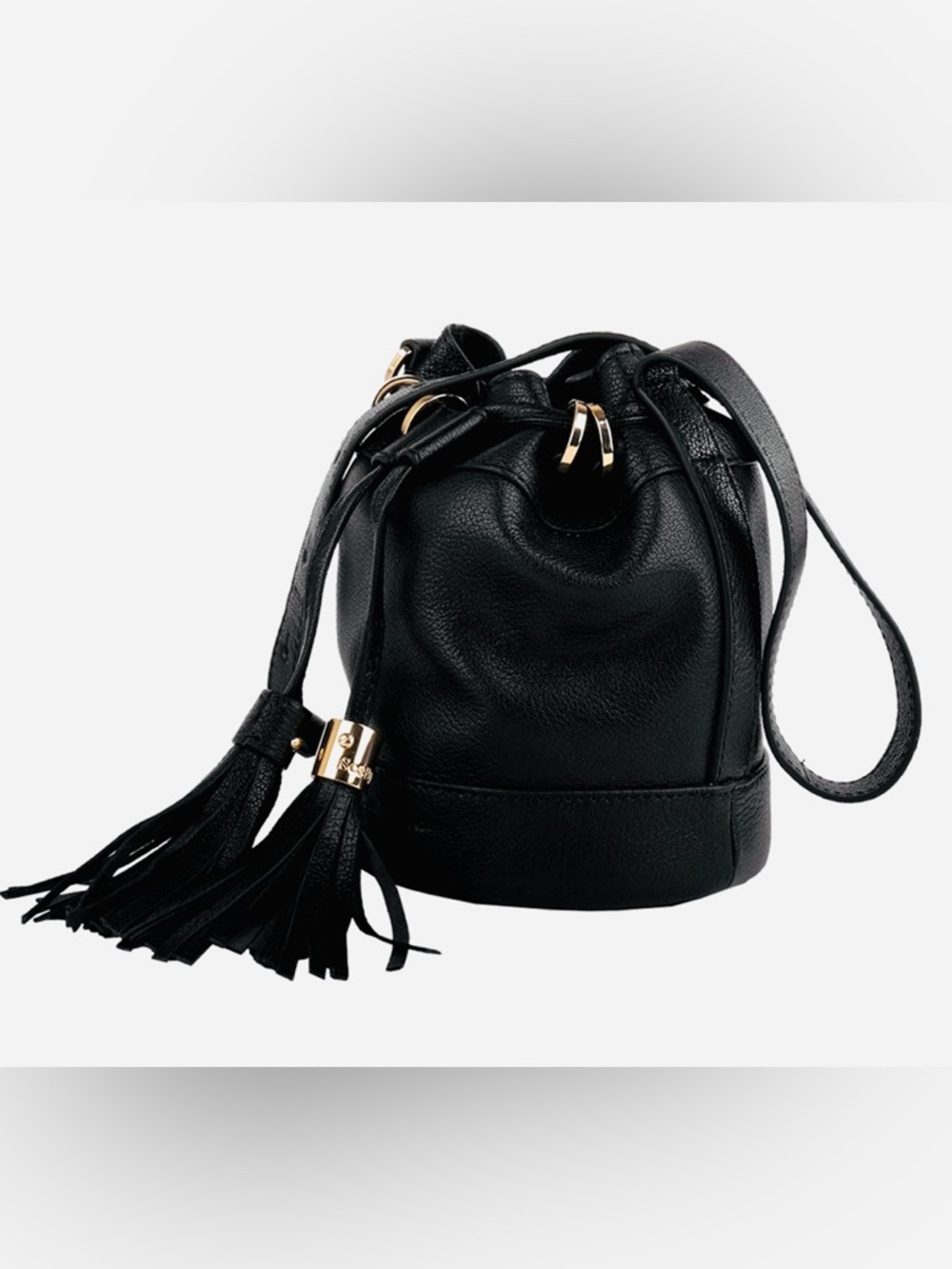 See By Chloe Leather Drawstring Backpack Bucket Bag with Tassel